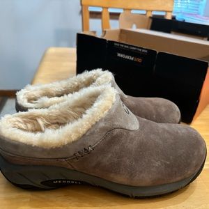 Merrill Stone Encore Ice fur clogs